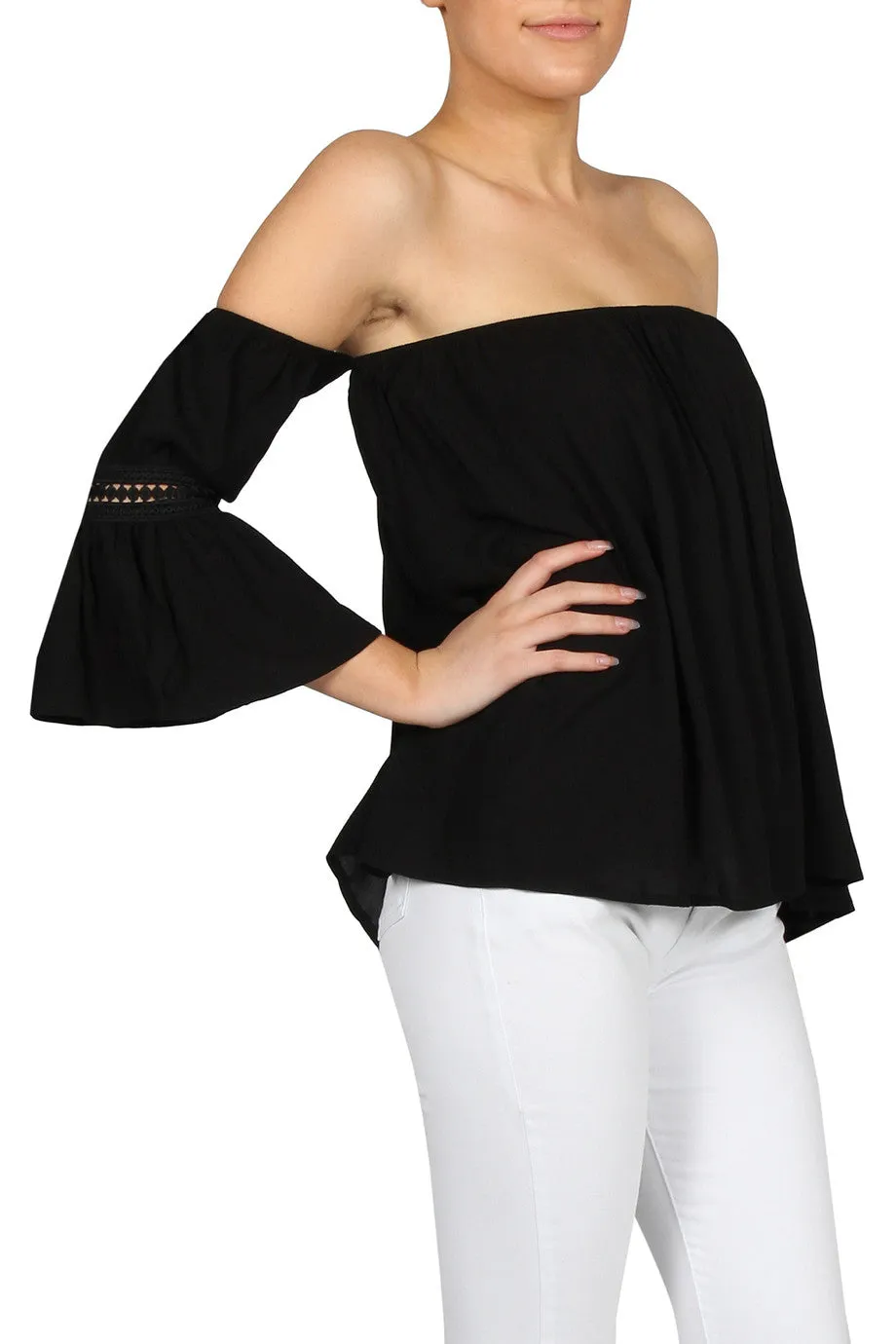 SASS Mexicali Shoulder Top Black