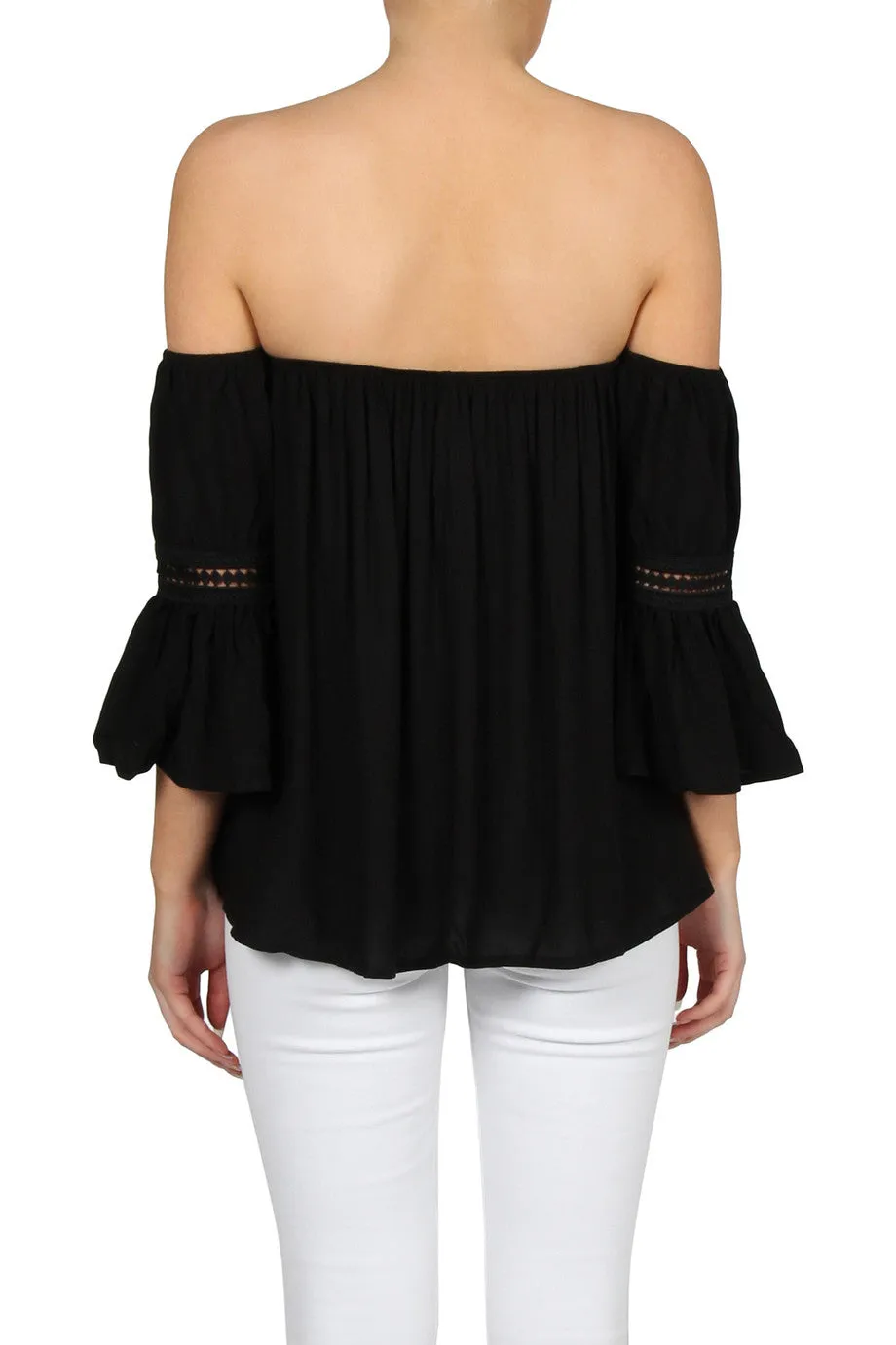 SASS Mexicali Shoulder Top Black