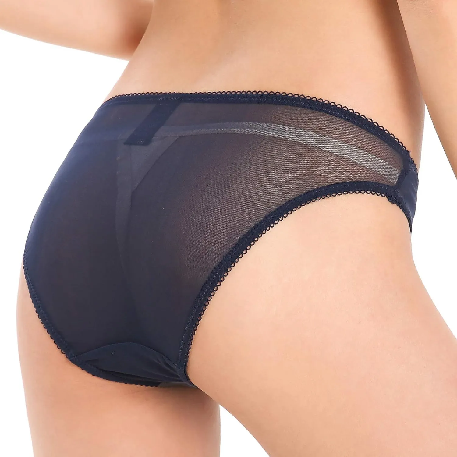 Satini Women's Nylon Sheer Bikini Briefs Panties