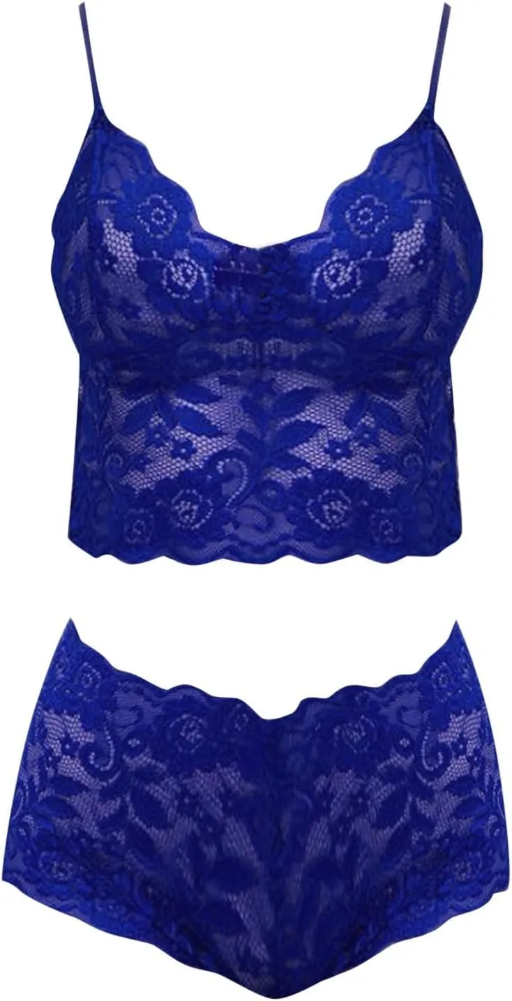 sdbrld Lingerie Set for Women 2024 Sexy Bra and Panty Sets 2 Piece Lace Bralette Set Ladies Trendy Sleepwear Solid Costumes