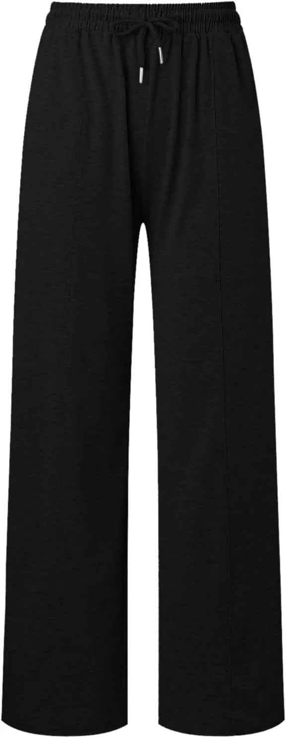 sdbrld Womens Wide Leg Sweatpants Plus Size Drawstring Baggy Sweatpants for Women Fleece Lined Lounge Trousers with Pockets