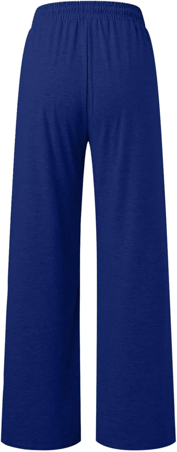 sdbrld Womens Wide Leg Sweatpants Plus Size Drawstring Baggy Sweatpants for Women Fleece Lined Lounge Trousers with Pockets