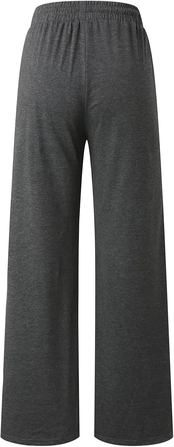 sdbrld Womens Wide Leg Sweatpants Plus Size Drawstring Baggy Sweatpants for Women Fleece Lined Lounge Trousers with Pockets