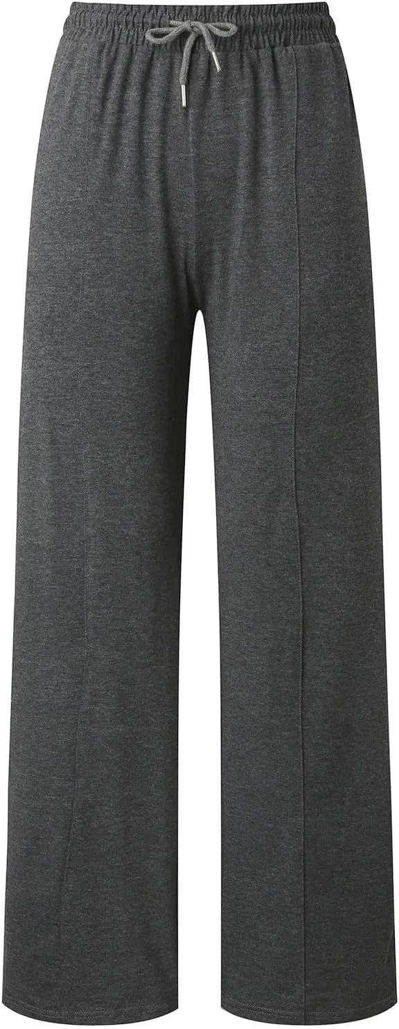 sdbrld Womens Wide Leg Sweatpants Plus Size Drawstring Baggy Sweatpants for Women Fleece Lined Lounge Trousers with Pockets