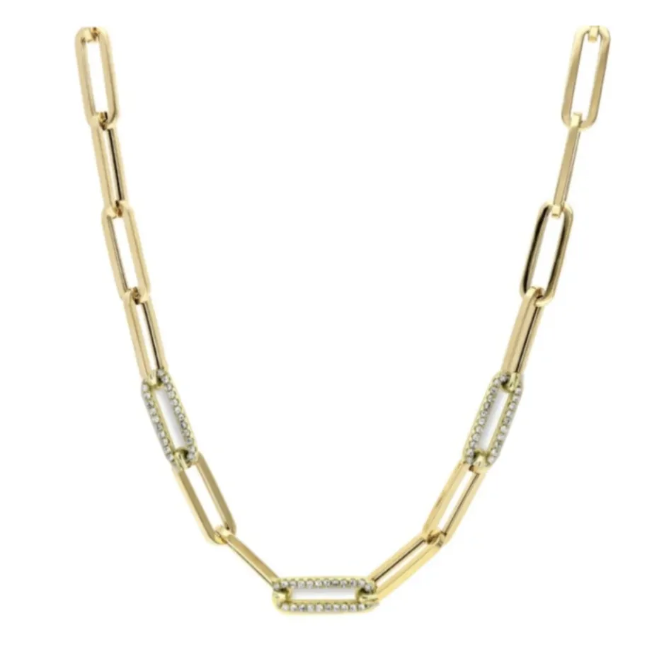 Segment Diamond Links 4.2mm Paper Clip Necklace