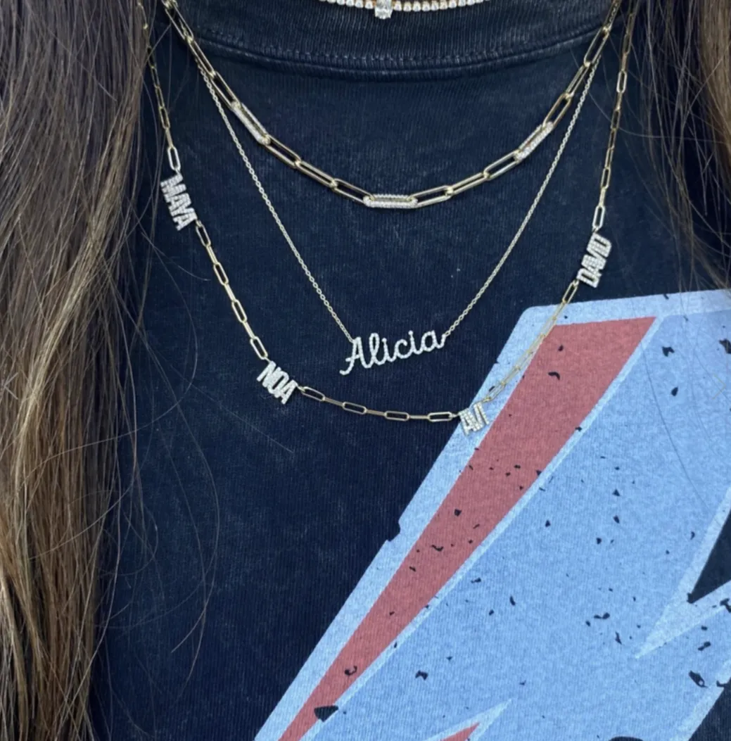 Segment Diamond Links 4.2mm Paper Clip Necklace