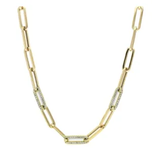 Segment Diamond Links 4.2mm Paper Clip Necklace