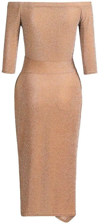 SERYU Women Fashion Sequins Strap Backless Camisole V-Neck High Slit Long Dress