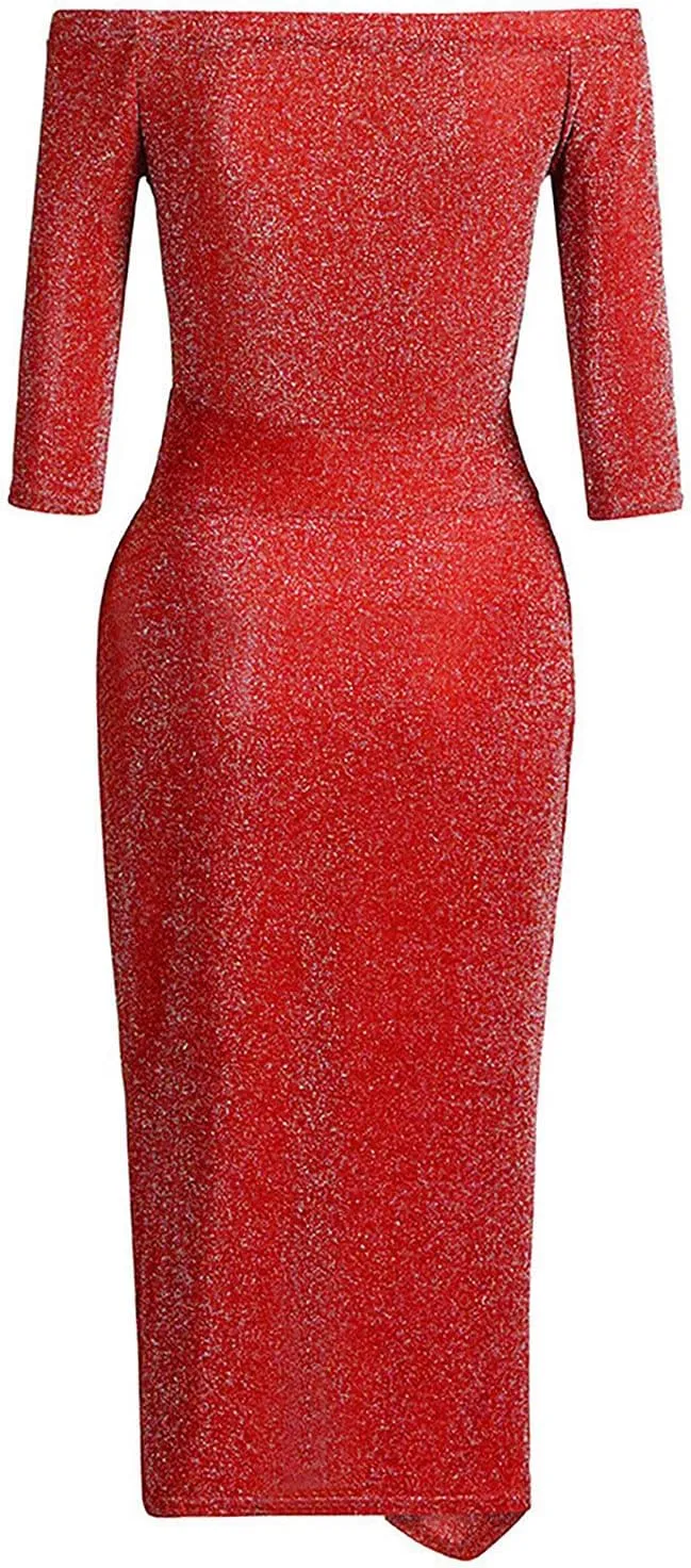 SERYU Women Fashion Sequins Strap Backless Camisole V-Neck High Slit Long Dress