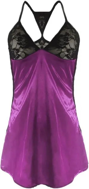 Sexy Lace Embroidered Lingerie for Women Backless See Through Nightgown Spaghetti Strap Chemise Deep V Neck Sleepwear