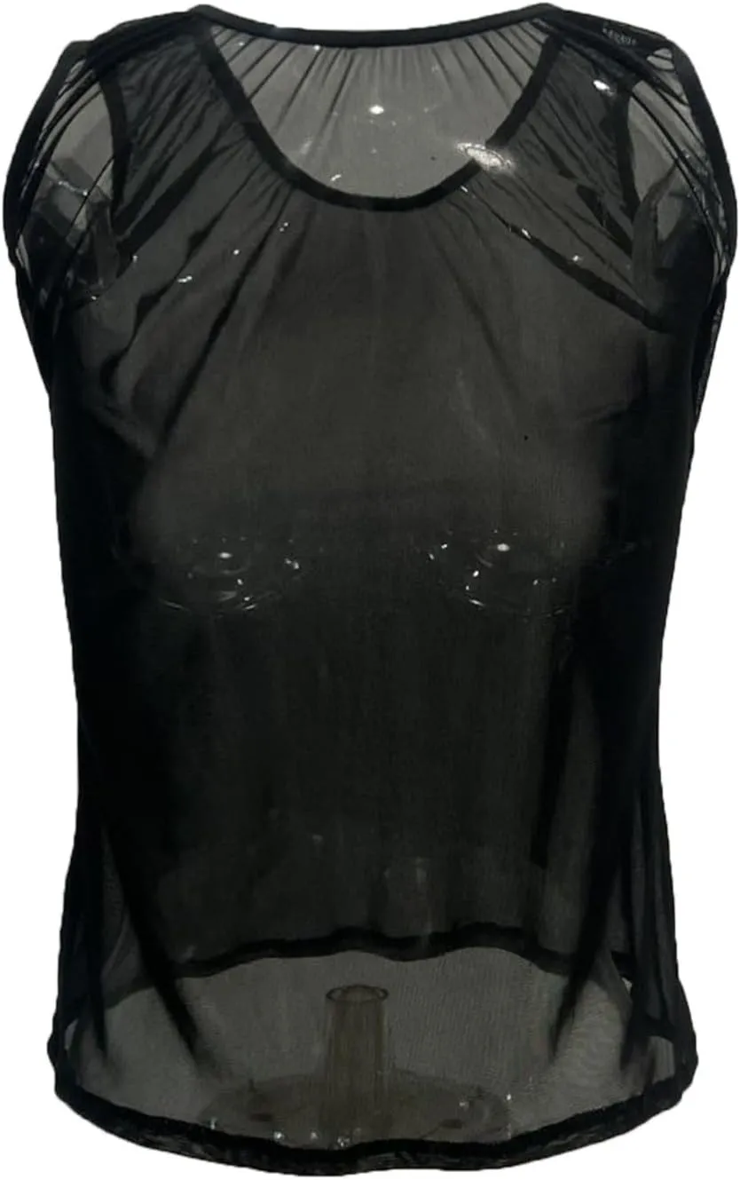 Sexy Mesh Crop Top for Women Sleeveless Casual T-Shirt See Through Lingerie Lace Tank Tops Teddy Babydoll Sleepwear