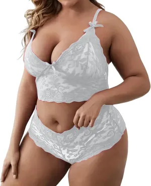 Sexy Sheer Lingerie Set for Women,Lace Babydoll with G-String,Romantic Nightwear
