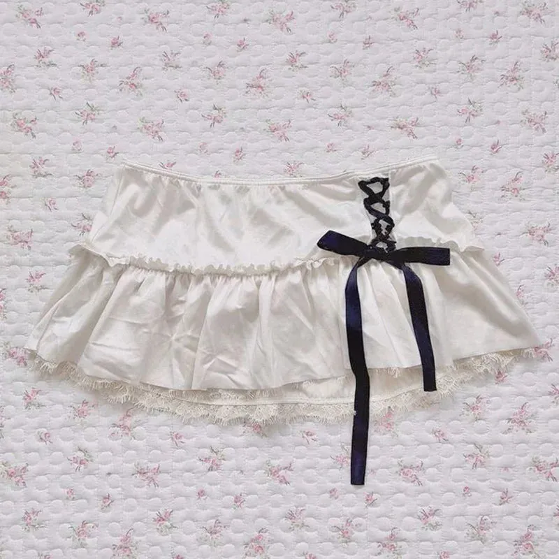 Sexy women's dress lace Harajuku fashion solid color Y2K slit short skirt cute emo girls comfortable satin aesthetic sling dress