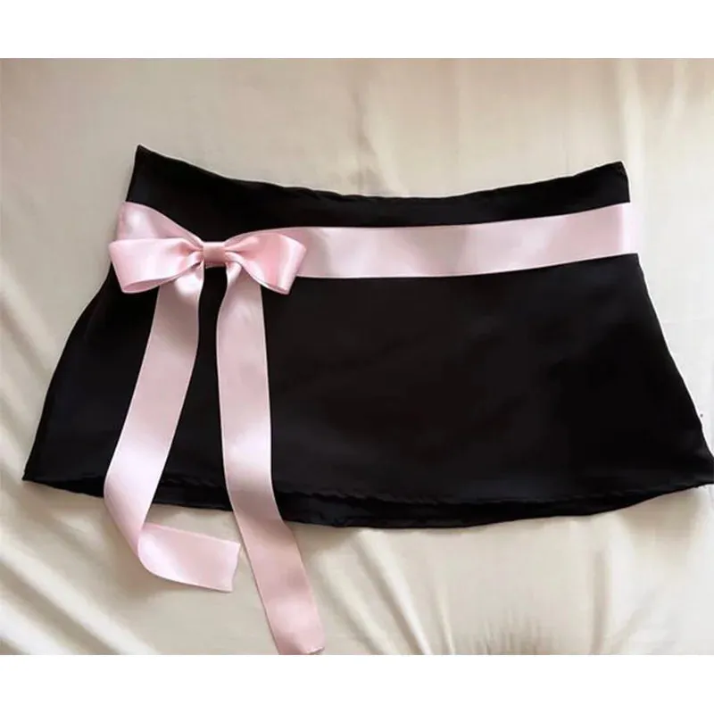 Sexy women's dress lace Harajuku fashion solid color Y2K slit short skirt cute emo girls comfortable satin aesthetic sling dress