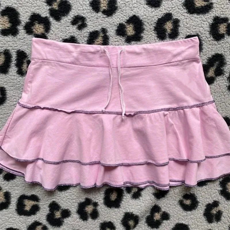 Sexy women's dress lace Harajuku fashion solid color Y2K slit short skirt cute emo girls comfortable satin aesthetic sling dress