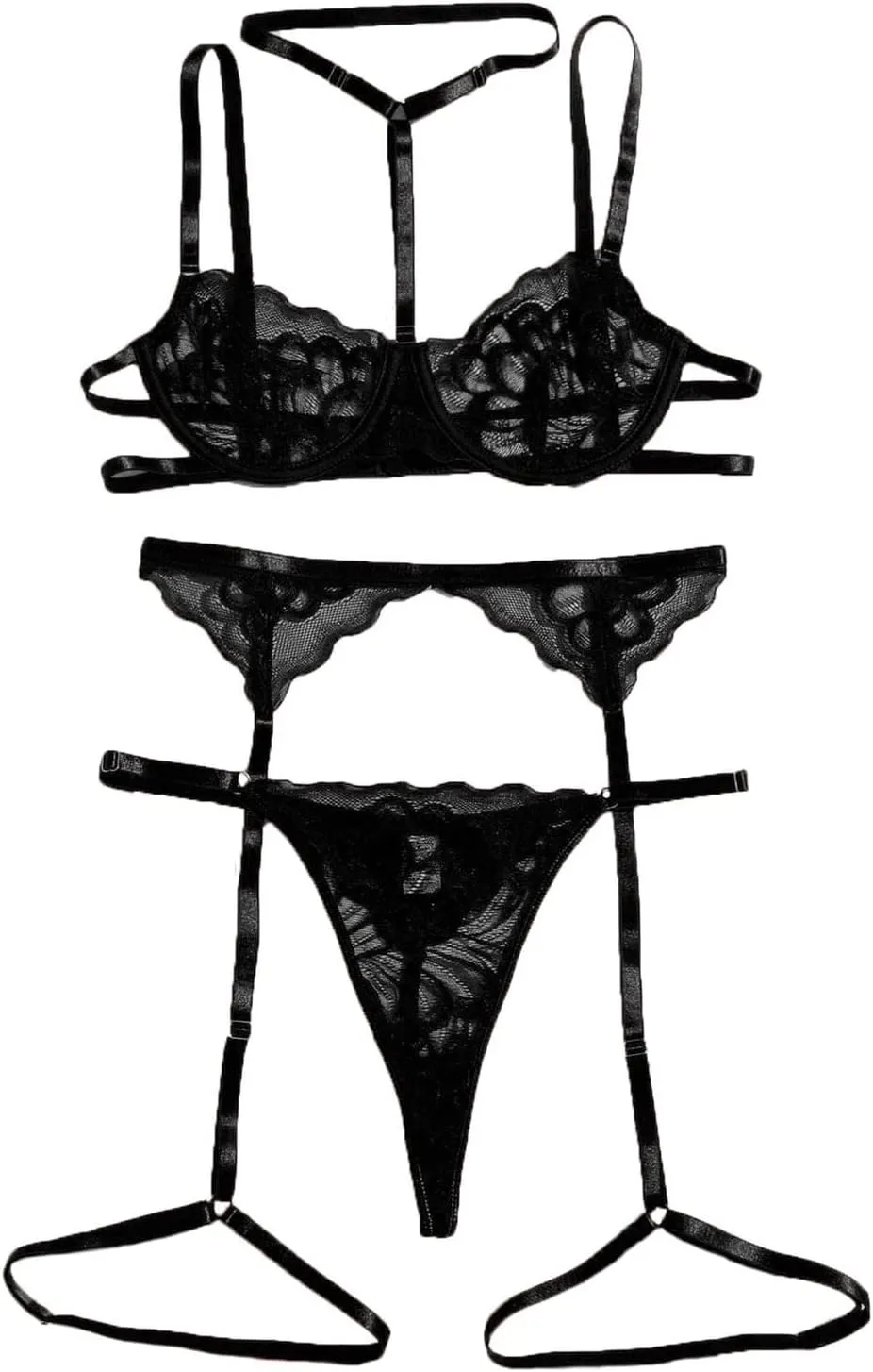 Sheer Lingerie Sexy Lace Lingerie Set for Women,Sheer Babydoll with Matching Thong,Romantic Nightwear