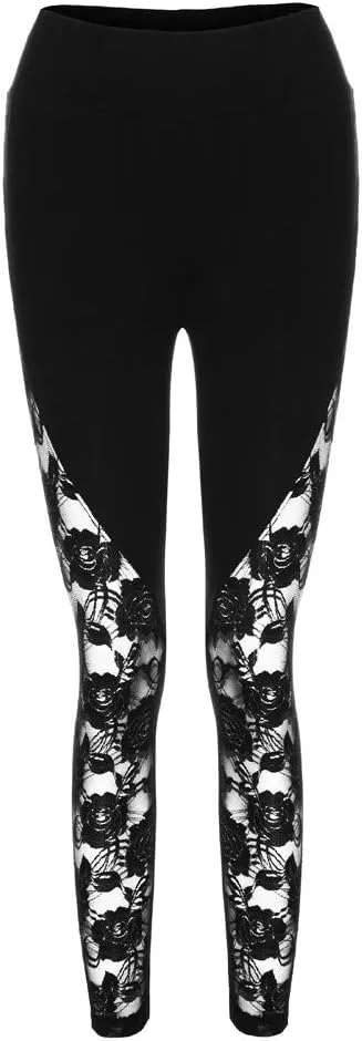 Sheer Mesh Lace Leggings Casual Pants Scrunch Butt Leggings for Women High Rise Butt Lifting Stretchy Gothic Tights