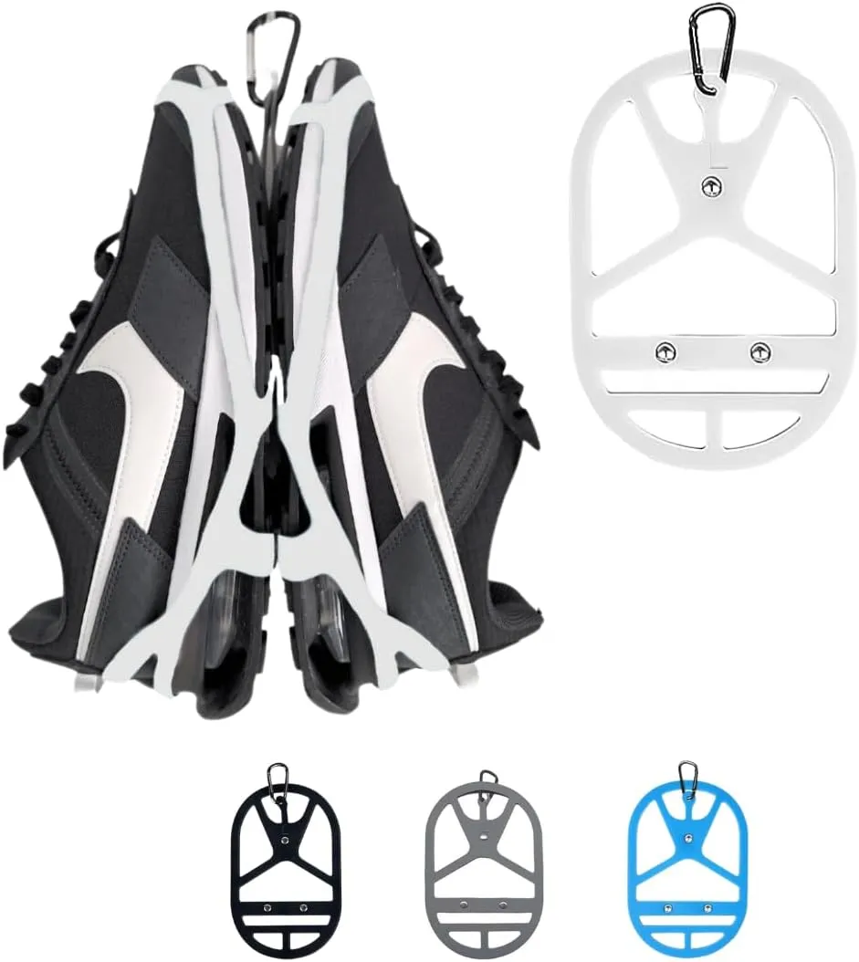 Shoe Holster For Backpack with Clip Hanger. Footwear Holder with Clip for Sneakers, Cleats, Bowling, Soccer, Basket, Football. For Travel, Outdoors, Sports & Space Saving, White, Large, Practical and