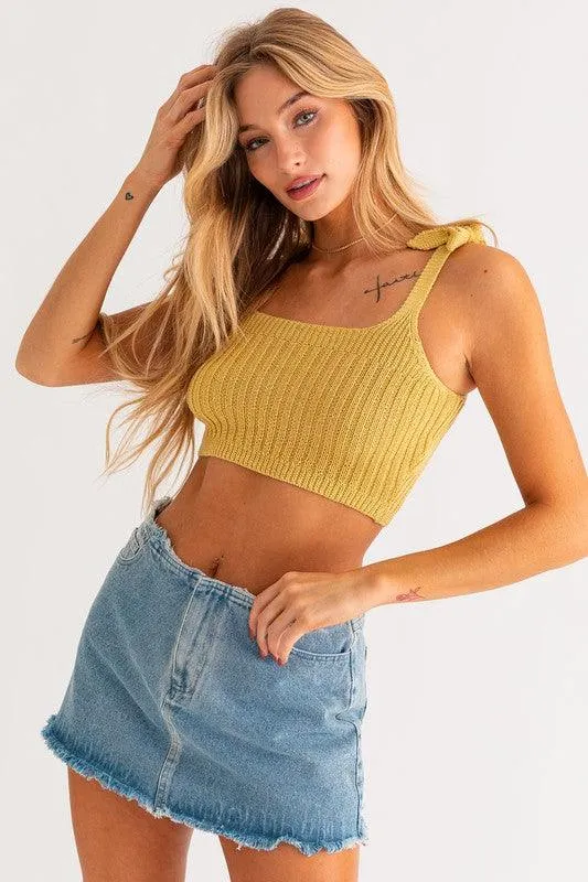 Shoulder Tie Knit Tank Top