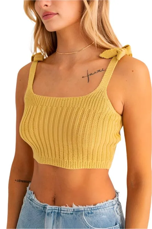 Shoulder Tie Knit Tank Top