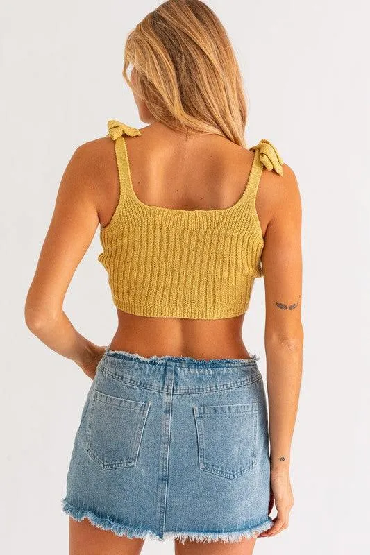 Shoulder Tie Knit Tank Top