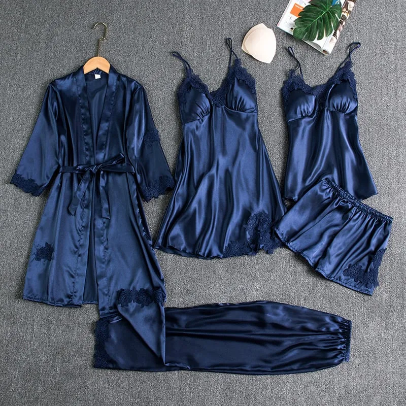 Silk Elegance: 5-Piece Nightwear Set. Luxury Quality, Affordable Splendor