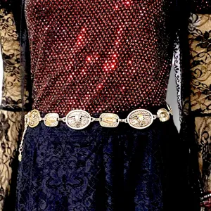 Silver Oval Cattle Head Chain Belt