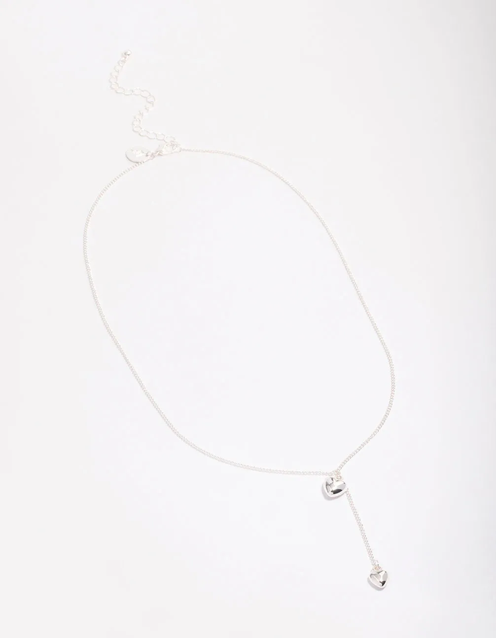 Silver Puffy Heart Drop Necklace