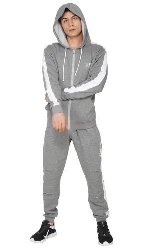 SLAY. Men's Baller Edition Light Grey Tracksuit with White Stripes