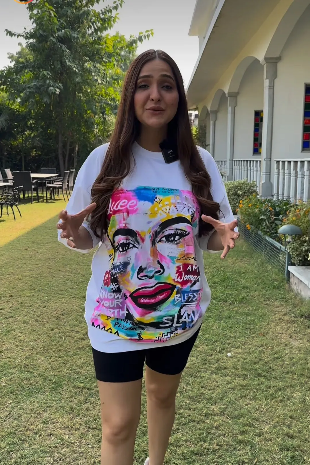 SLAY. Women's Graffiti Print Oversized Drop shoulder T-shirt