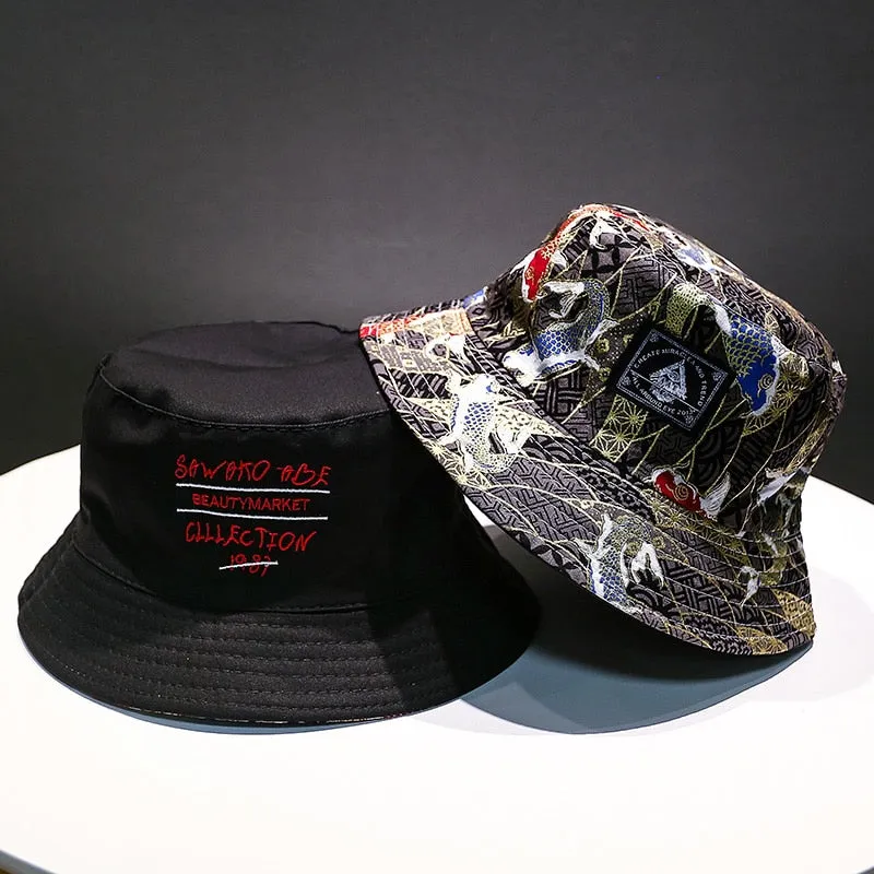 Soft Bucket Hat Man Women Outdoor Sports Hip Hop Cap Floral Double Side Summer Cotton Fishing Sun Hat Panama For Newest Hats