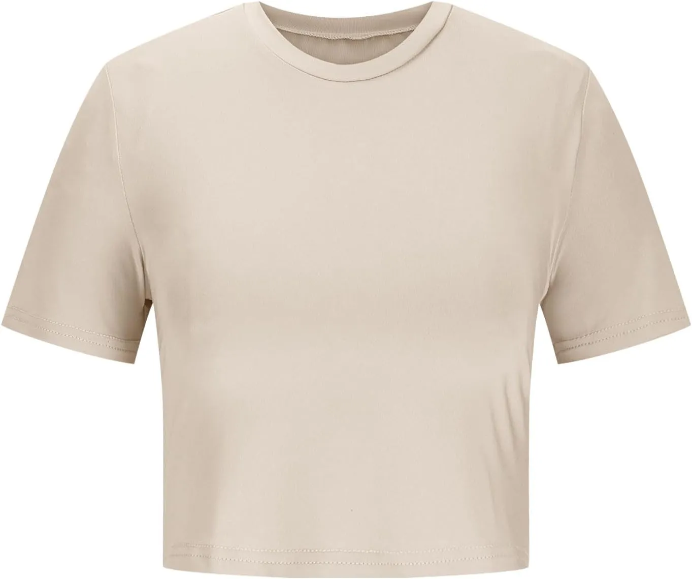 Solid Color Basic Cropped Tops Women Crew Neck Short Sleeve Slim Fit Tee Shirt 2025 Summer Fashion Outfits