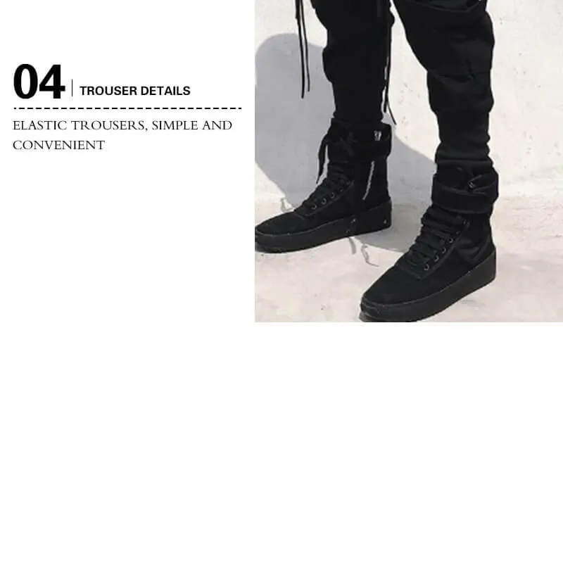 Spectre8 Black Cargo Pants for mens korean streetwear joggers