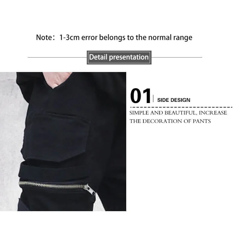 Spectre8 Black Cargo Pants for mens korean streetwear joggers