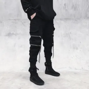 Spectre8 Black Cargo Pants for mens korean streetwear joggers