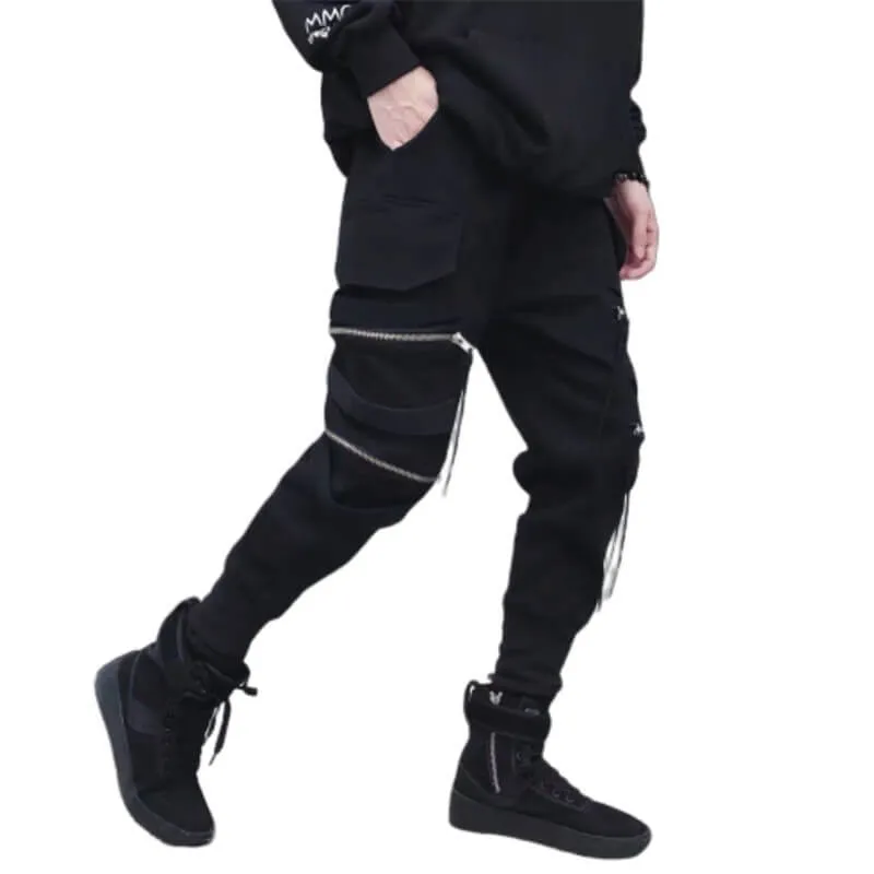 Spectre8 Black Cargo Pants for mens korean streetwear joggers