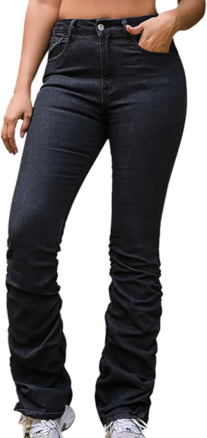 Stacked Jeans for Women Trendy High Waisted Stretchy Slim Fit Skinny Denim Pants