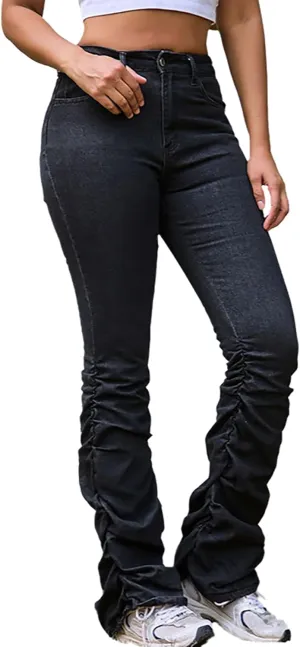 Stacked Jeans for Women Trendy High Waisted Stretchy Slim Fit Skinny Denim Pants