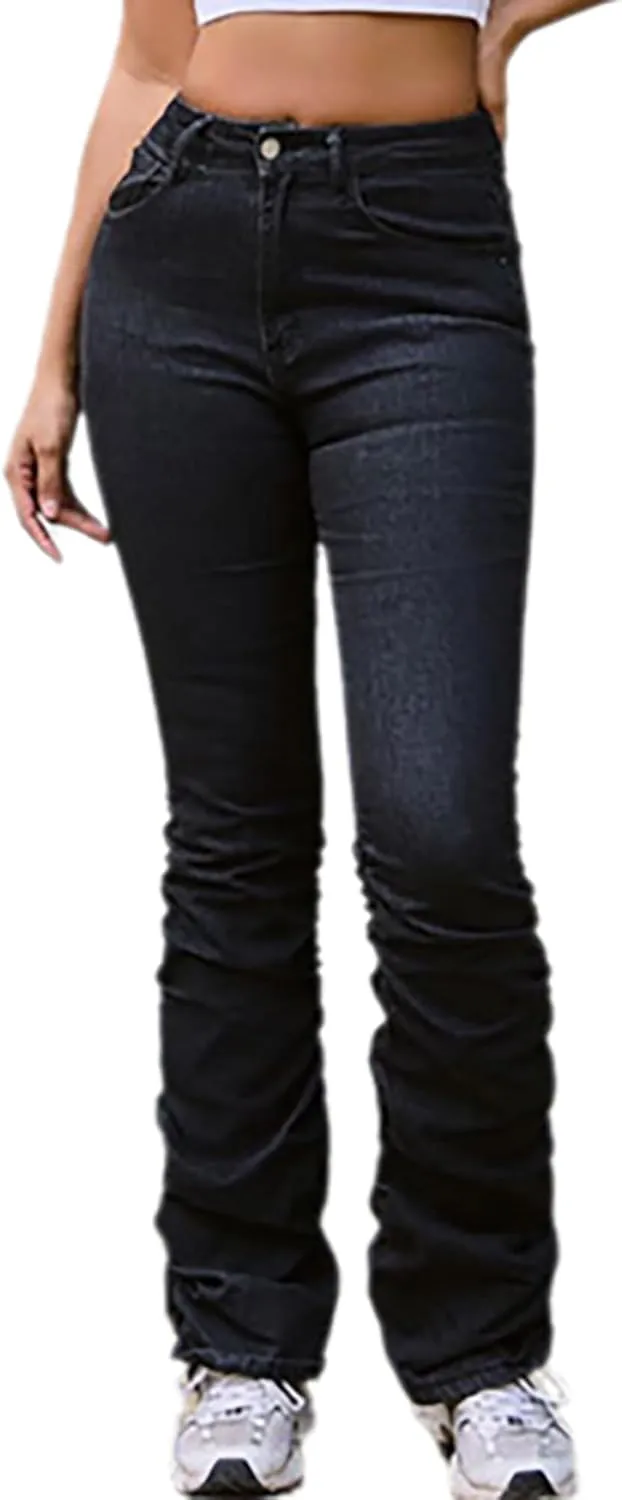 Stacked Jeans for Women Trendy High Waisted Stretchy Slim Fit Skinny Denim Pants