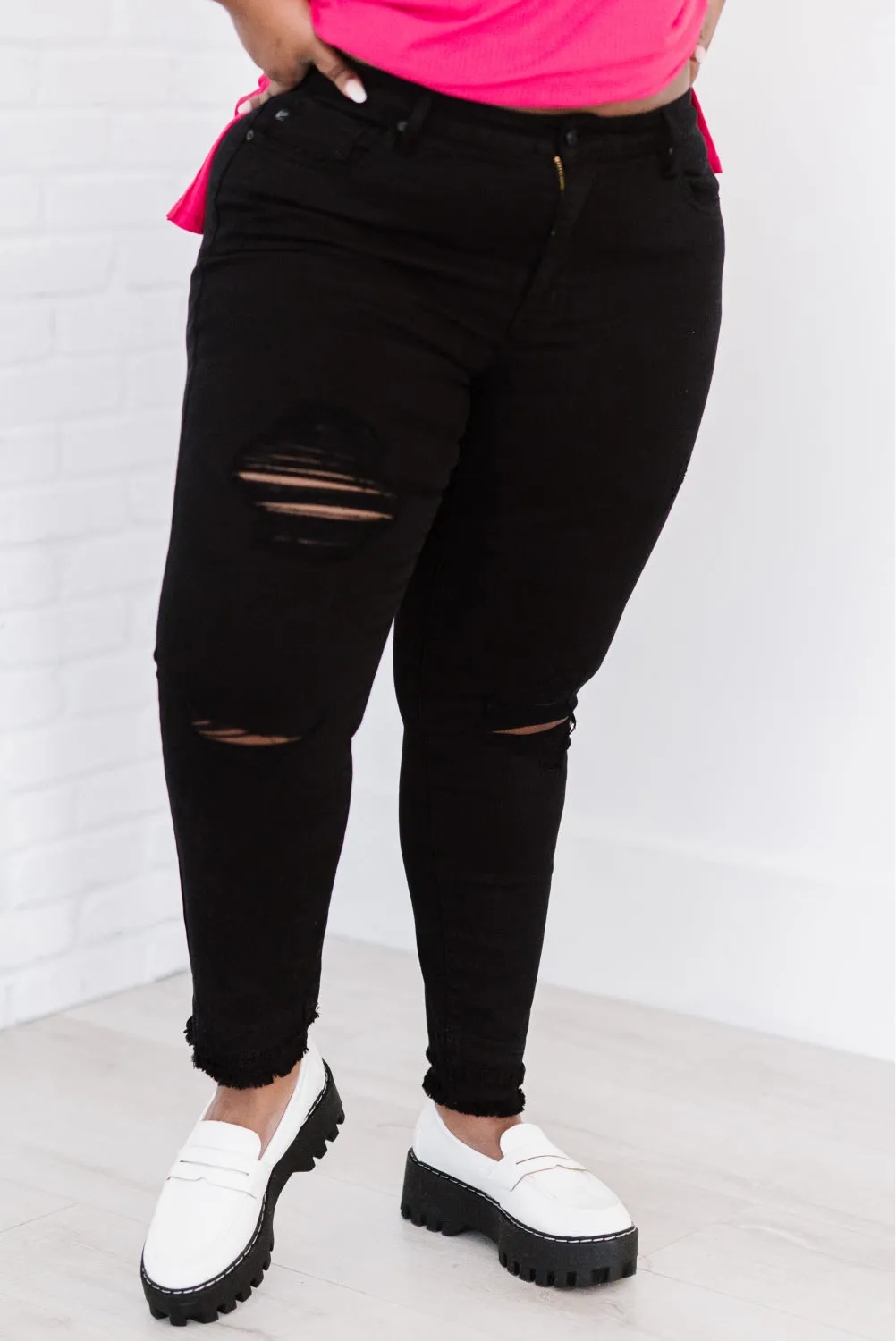 Stepping Stone Full Size Run Double Fray Skinny Jeans
