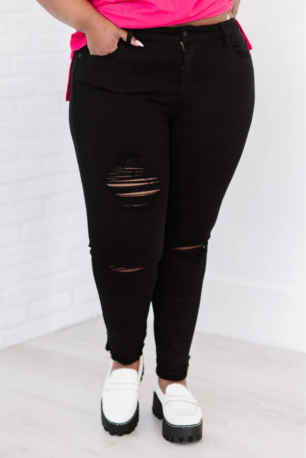 Stepping Stone Full Size Run Double Fray Skinny Jeans