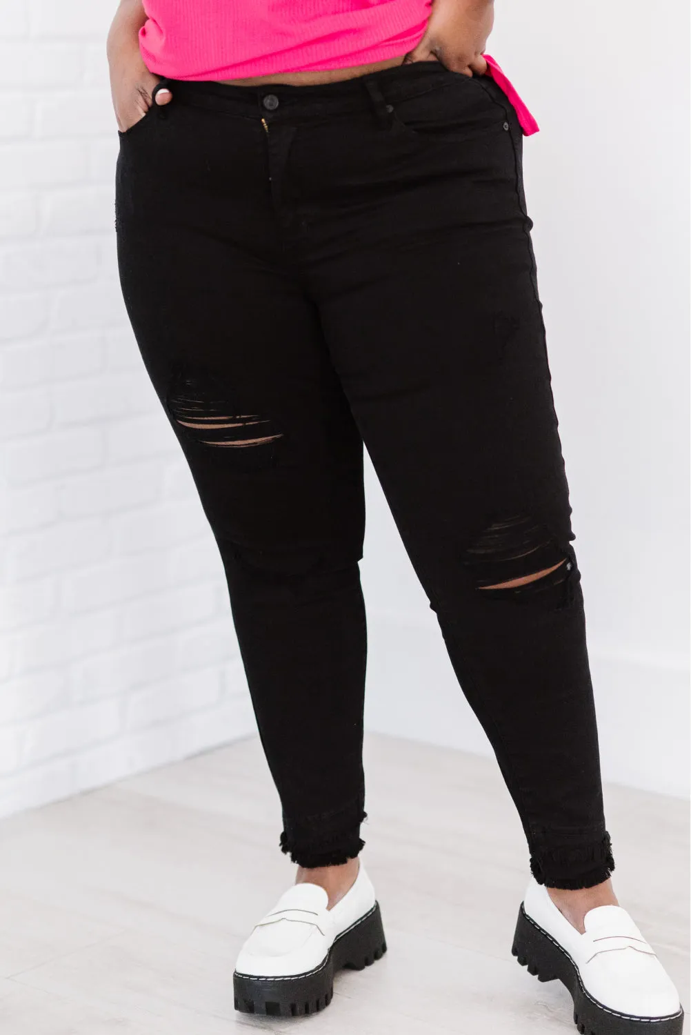 Stepping Stone Full Size Run Double Fray Skinny Jeans