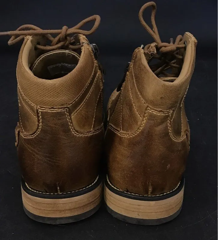 Steve Madden Men's Jotter Dark Tan Leather Combat Boots - Size 8.5