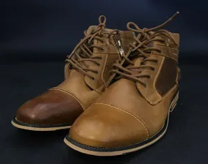 Steve Madden Men's Jotter Dark Tan Leather Combat Boots - Size 8.5