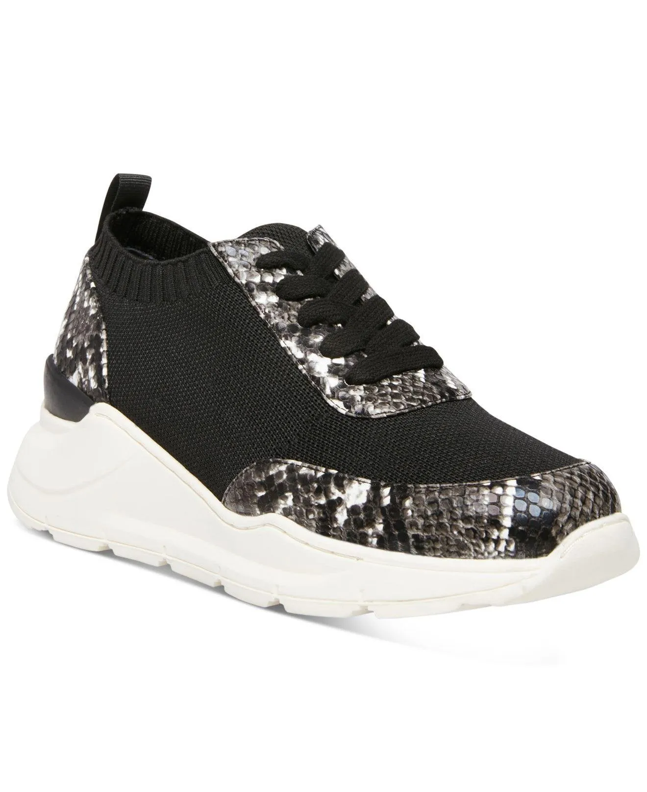 Steve Madden Women's Pari Knit Almond-toe Lace-up Jogger Sneakers BLACK MULT