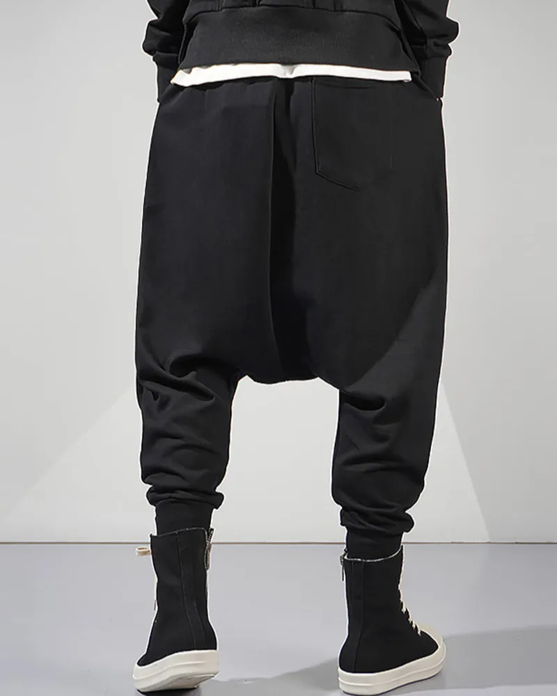 Streetwear Loose Drop-Crotch Hakama Pants