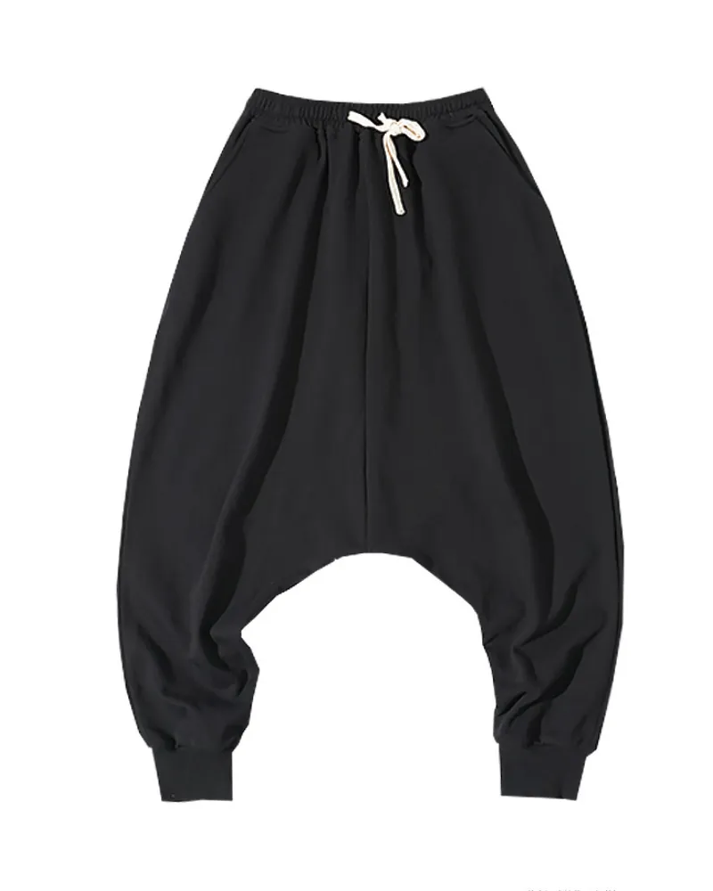 Streetwear Loose Drop-Crotch Hakama Pants