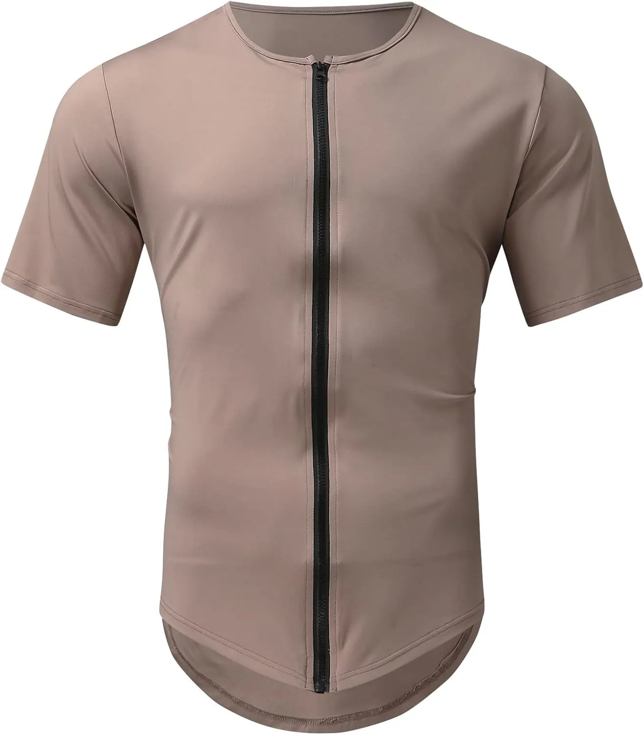 Summer Tops for Men, Men's Full Zip Short Sleeve T Shirt Crewneck Riding Tops Quick Drying Outdoor Sports Top