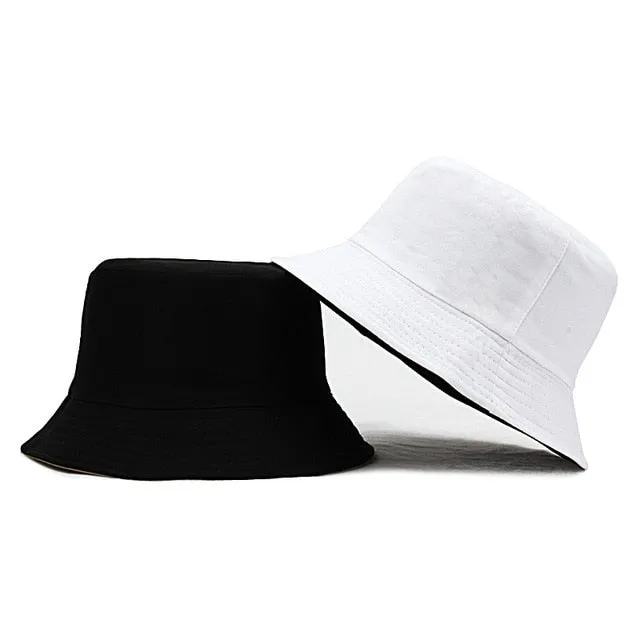 Sun Hats Women Summer Double Side Bucket Solid Color