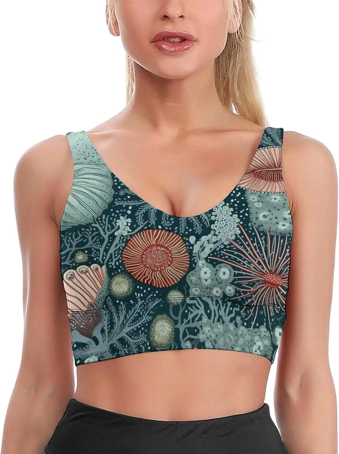 Sunken Treasure Pattern Monochrome Print Sports Bras for Women High Support High Impact Sports Bras Supportive